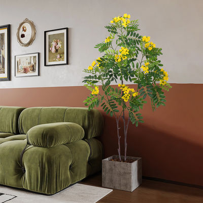 Artificial cassia flowering tree yellow home deco hotel office potted tree