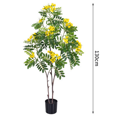 Artificial cassia flowering tree yellow home deco hotel office potted tree