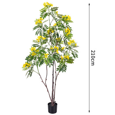 Artificial cassia flowering tree yellow home deco hotel office potted tree