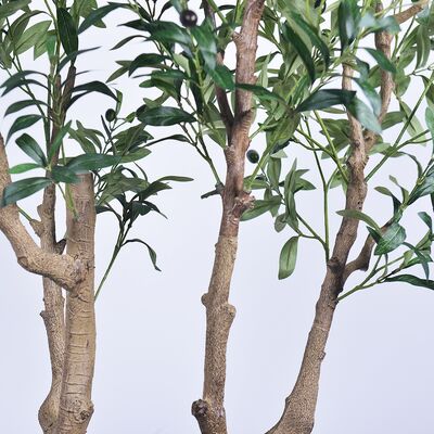 Large Artificial Olive Tree with Real Wood Trunk - 7FT & 8FT Sizes for Hotel Lobby & Luxury Villa Entrance Decor