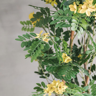 Yellow Cassia Flowering Artificial Foliage Tree Hotel Decoration