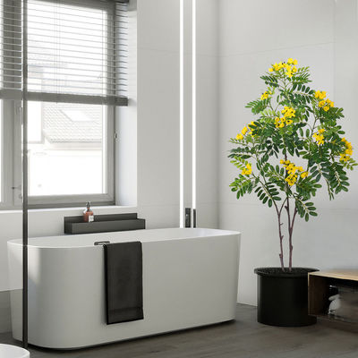 Artificial cassia flowering tree yellow home deco hotel office potted tree