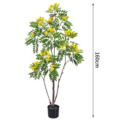 Artificial cassia flowering tree yellow home deco hotel office potted tree