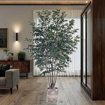 Pohon Ficus Palsu Multi-Batang Ultra-Realistis 2.5m Pohon Banyan Buatan Untuk Dekorasi​ Hotel Ruang Tamu Rumah