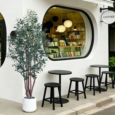 High-End 6FT Faux Olive Tree Indoor Multi Trunk Black Artificial Tree Olive With Natural Wood Trunk For Home Office Mall Decor