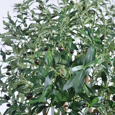 High-End 6FT Faux Olive Tree Indoor Multi Trunk Black Artificial Tree Olive With Natural Wood Trunk For Home Office Mall Decor