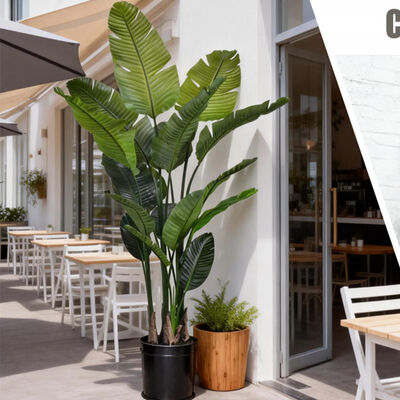 Kualitas tinggi Daun sentuhan asli Tanaman buatan Strelitzia Nicolai tahan api Burung surga palsu untuk ruangan dan luar ruangan