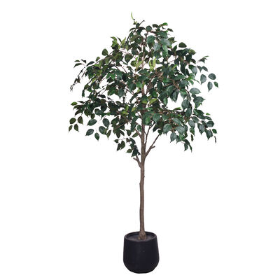 Realistic D-Style Artificial Stereo Ficus Tree. Custom Flame Retardant & UV Resistant Fake Banyan Plant, 120/140/180cm, Uniform Packaging dengan Black Pot untuk Dekorasi Interior Komersial & Rumah