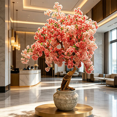 Pohon Bunga Cherry Blossom buatan Pohon Kayu Asli Pohon Bunga Sakura Sutra untuk Dekorasi Pernikahan Indoor Outdoor